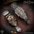 Steel Flame: Emerson Hole Pattern Pocket Clip - Large Darkness Skull Bronze