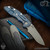 Hinderer Knives: XM-18 3.5 inch Non-Flipper Recurve - Battle Blue