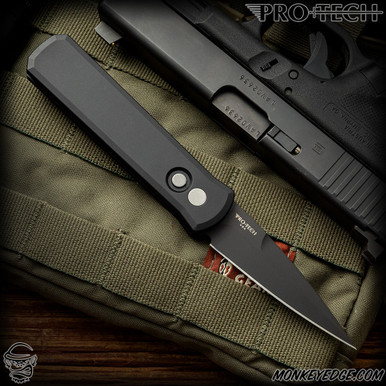 Monkey Edge - Pro-Tech Knives: Godson - Black/Black Left Handed
