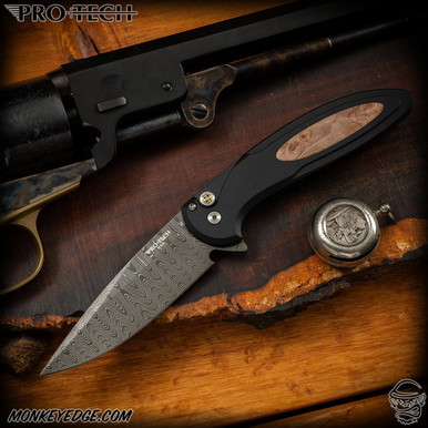 Monkey Edge - Pro-Tech Knives: Custom Cambria 2 - Damascus/Black w