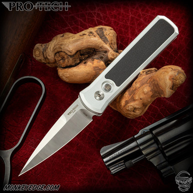 Monkey Edge - Pro-Tech Knives: Godson - Satin/Silver w/Crosscut