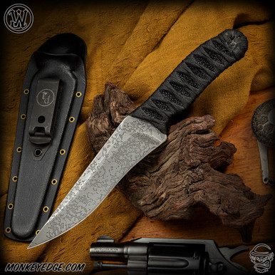 EK.Knifeハンドメイドカスタム、専用GIベルト付きMADEIN.USA Monkey Edge - Joe Watson Kidon XL Recurve - Acid Etched/Cord
