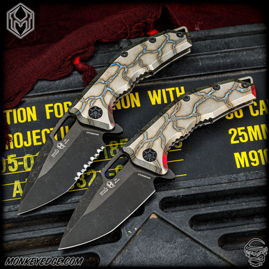 Monkey Edge - Heretic Knives: Medusa - Stonewashed Black/Flamed
