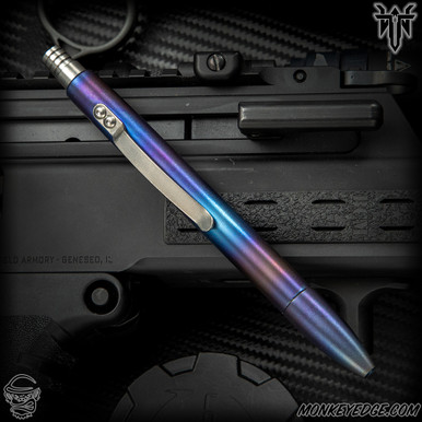 Monkey Edge - Tuff Writer Analog Press Pen - Titanium Brushed/Flamed