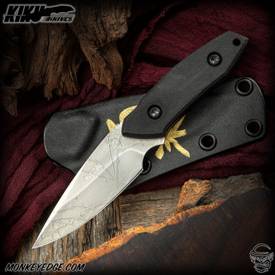 shikakumaru. Monkey Edge - Kiku Matsuda Knives: Shin-Kajika - Acid Etched/Black G10
