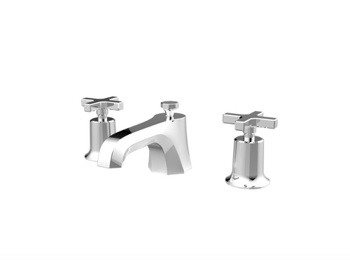 Saneux Cromwell 3 Piece Cross Handle Basin Mixer and Waste