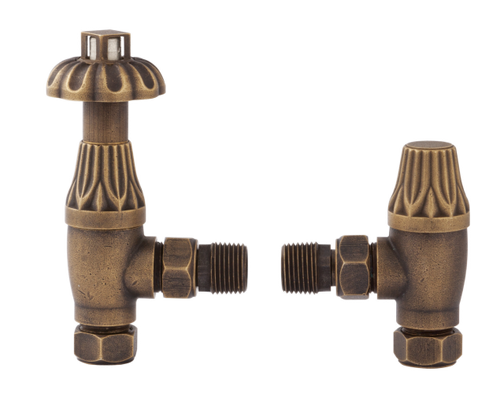 Bayswater Angled Thermo Radiator Valves Fluted