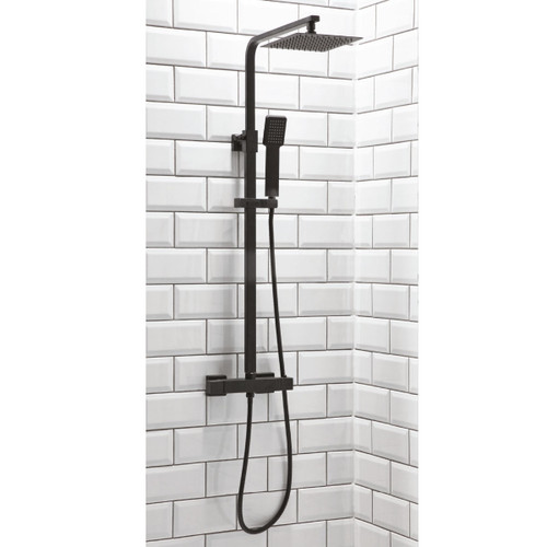 Lunar Black Square Exposed Riser Shower