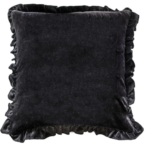 Malini Layla Black Frill Velvet Cushion