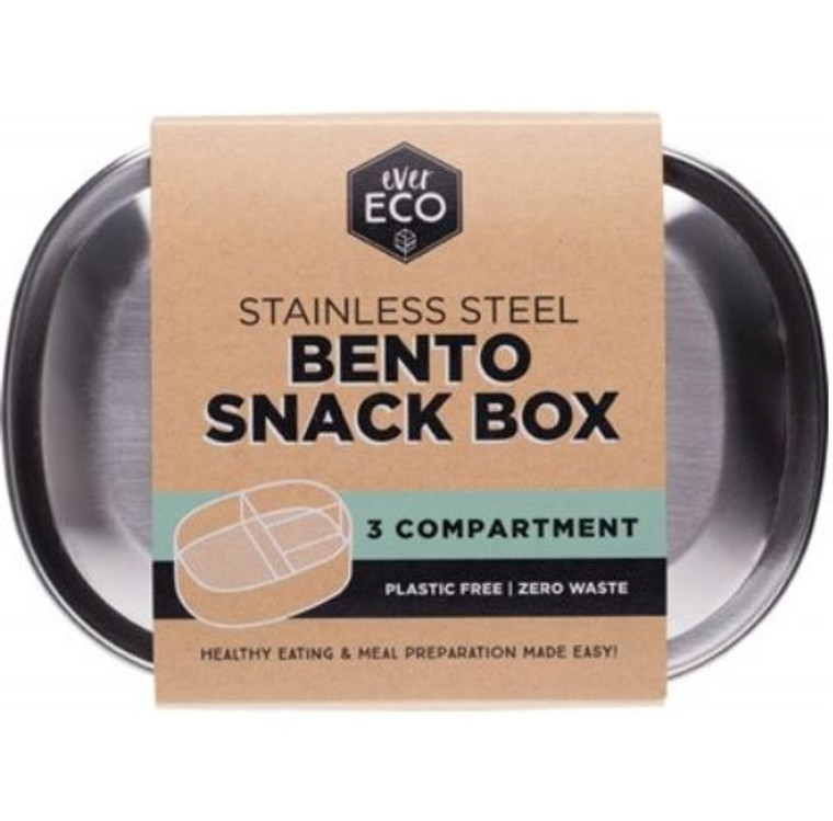 EVER ECO Stainless Steel Bento Snack Box 3 Compartments - 580ml