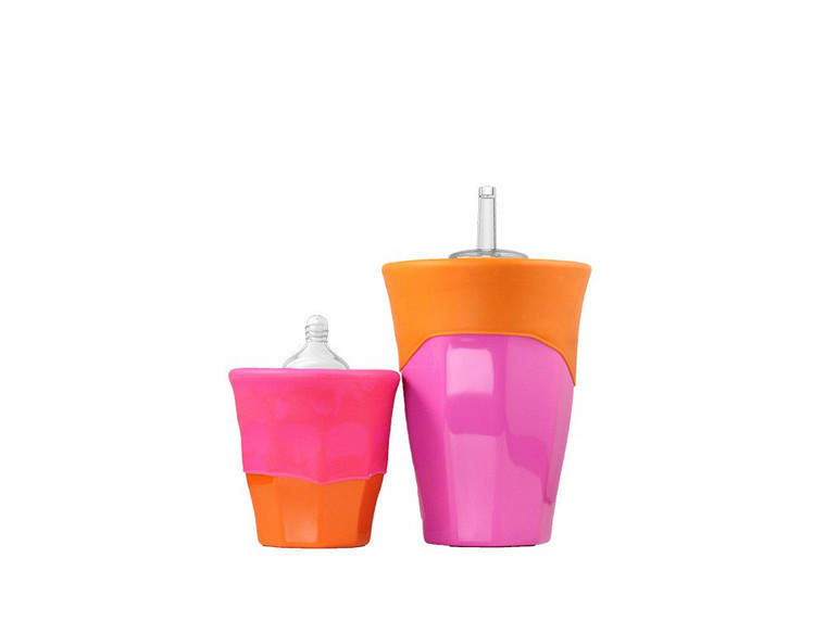 Cherub Baby Universal Silicone Stretch Lid Kit – Pink & Orange