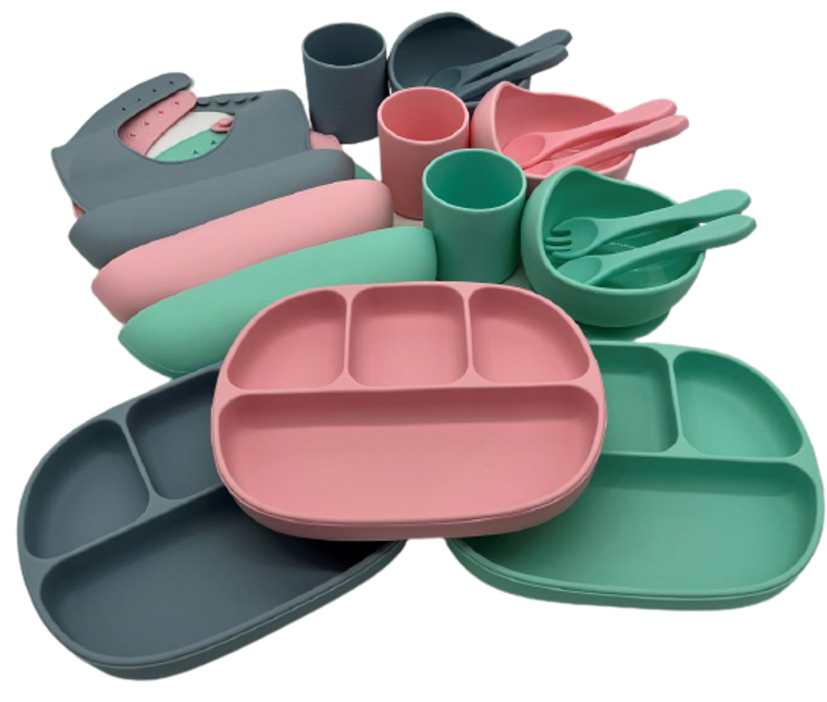 Ultimate Feeding Set Urban Pad Baby- Silicone bib, bowl, plate, cup and cutlery set