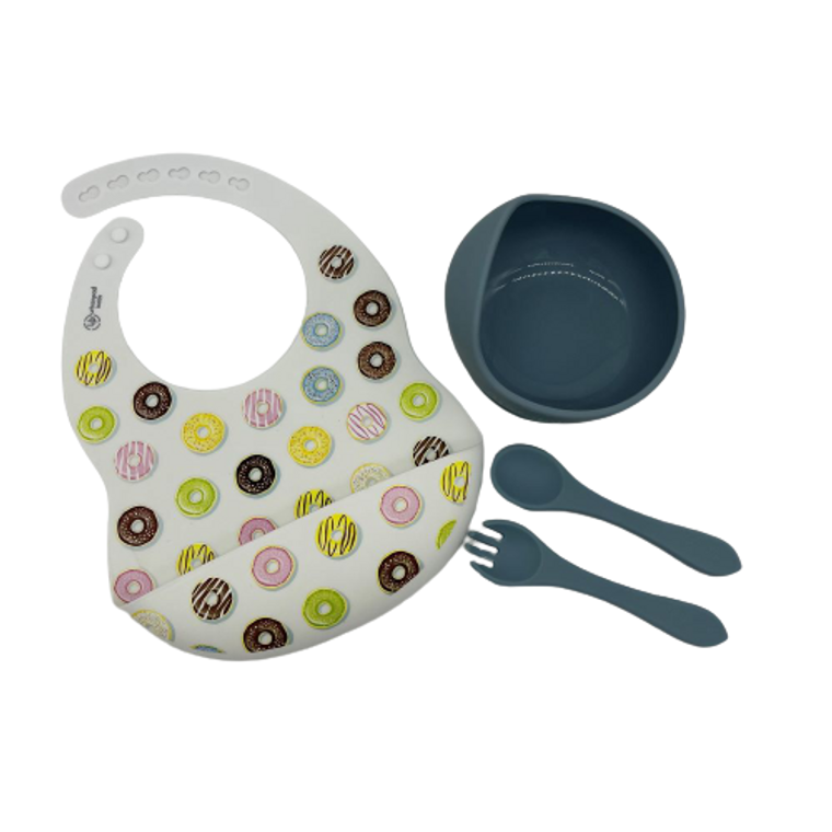 Silicone Donut Print Bib Essential Feeding Set Urban Pad Baby