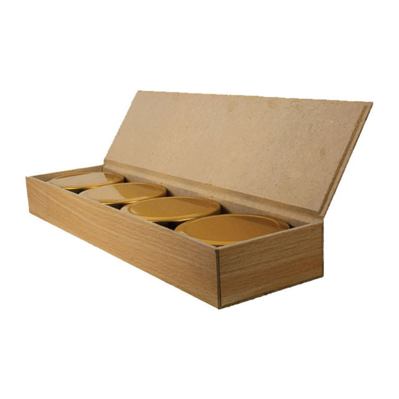 Wooden Gift Box With 4 Gold Cans - 60 pcs Per Case