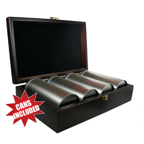 Wooden Gift Box With 4 Cylindrical Cans - 12 pcs Per Case