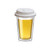 Double glass cup with silicone lid white - 30 pcs Per Case