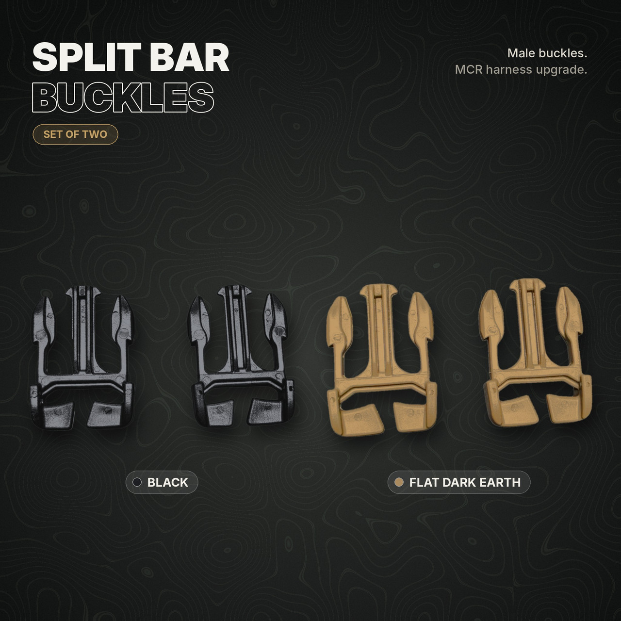 Buckles - Split Bar - Male (MCR harness upgrade) Set of two