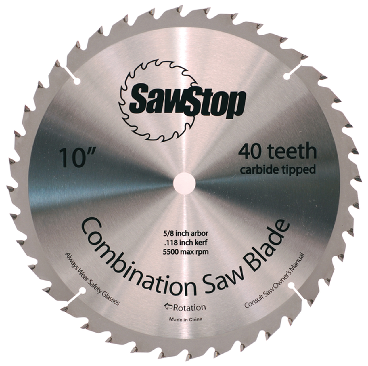 SawStop Steel 10" Combination Blade - 40 Tooth, ATB, Carbide Tipped