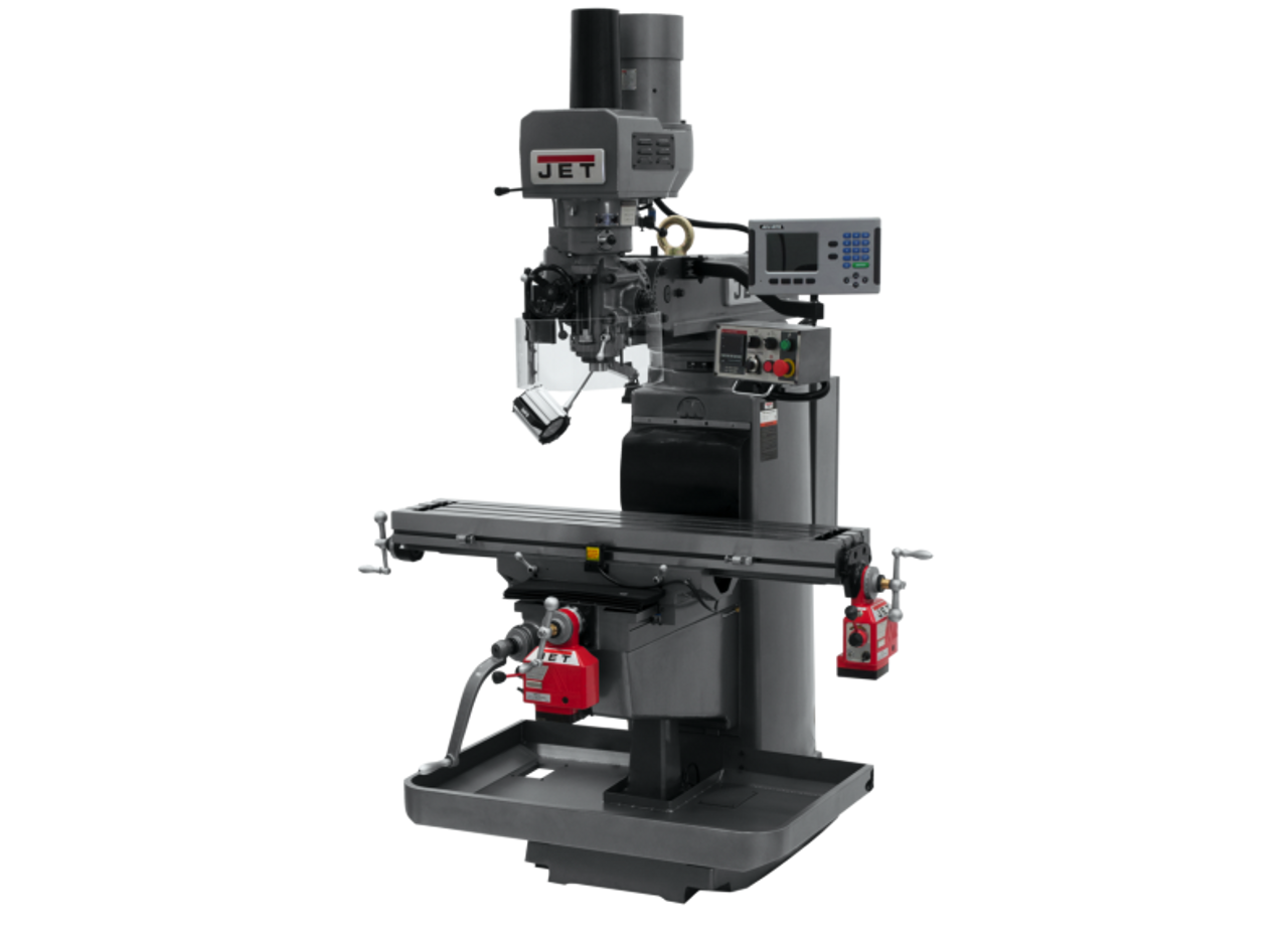 JTM-1050EVS2/230 Mill With 3-Axis Acu-Rite 203 DRO (Knee) With X and Y-Axis Powerfeeds and Air Powered Draw Bar