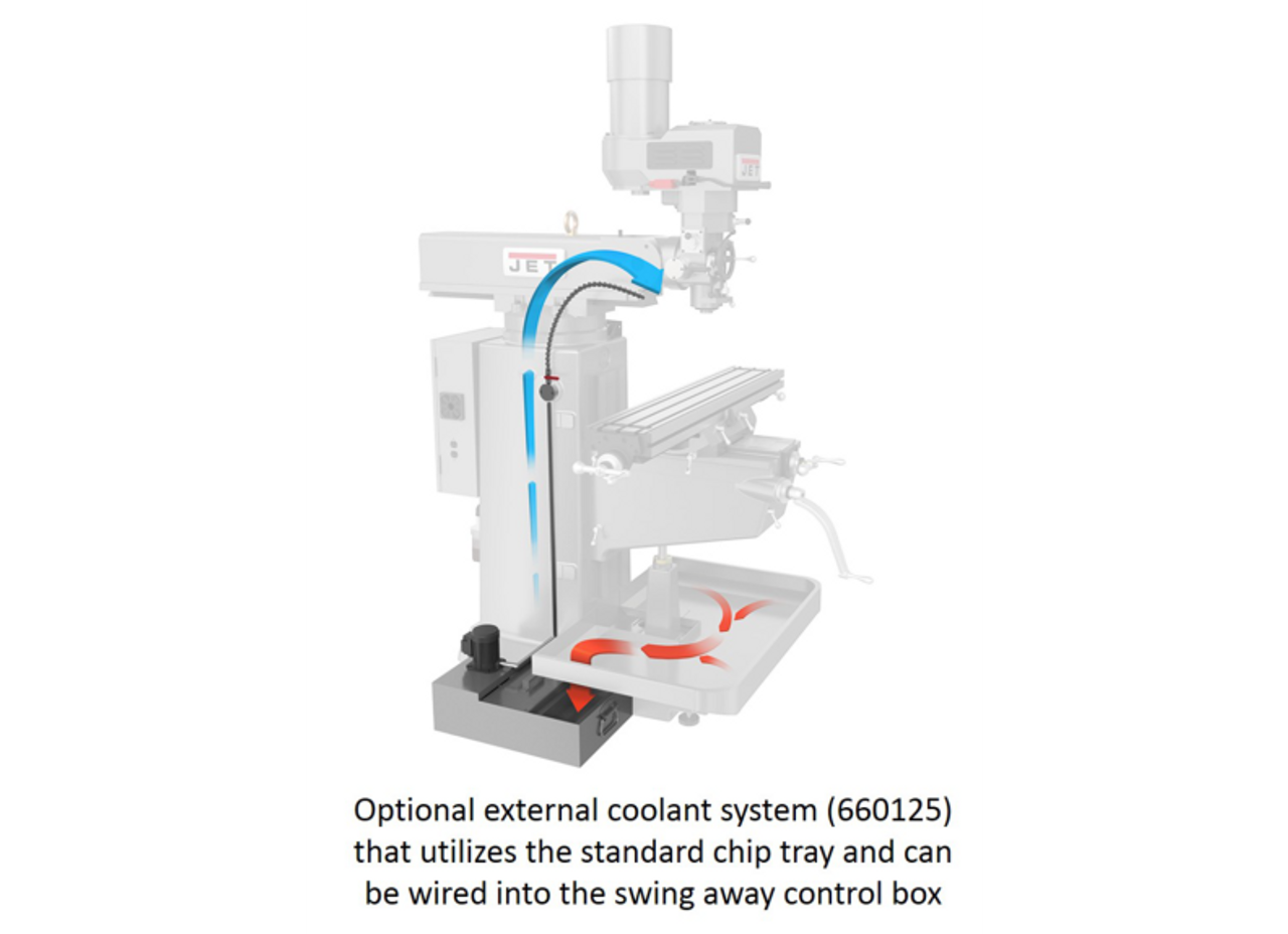 JTM-1050EVS2/230 Mill With 3-Axis Acu-Rite 303 DRO (Knee) With X, Y and Z-Axis Powerfeeds and Air Powered Draw Bar