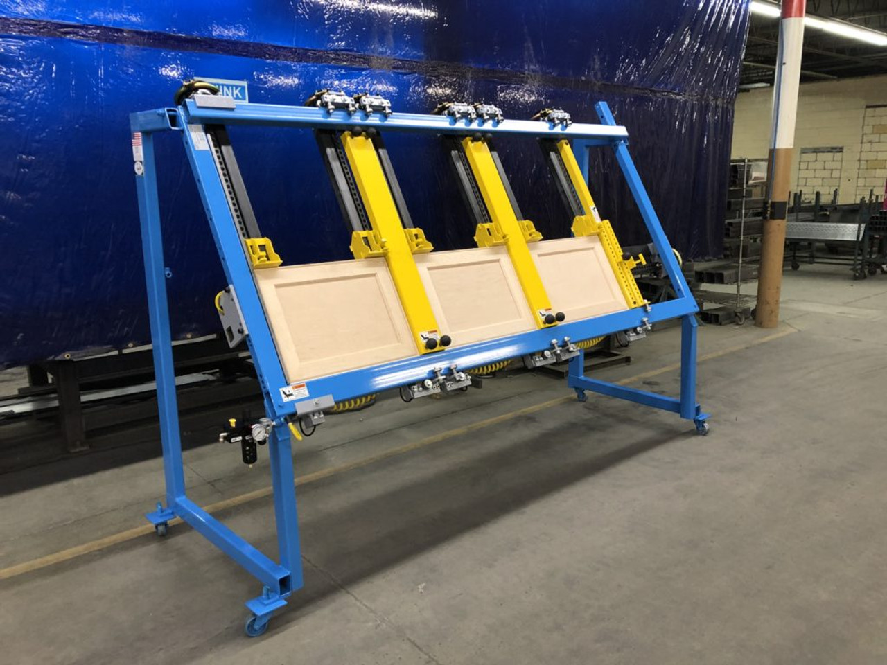  JLT Triple Door Clamp. 38" x 96". Capacity and (2) Center Squaring Bars for Multiple Doors.
