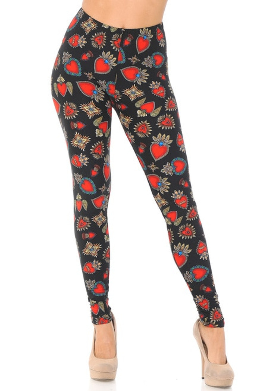 Valentine Leggings for Women Heart Print with Hearts Workout
