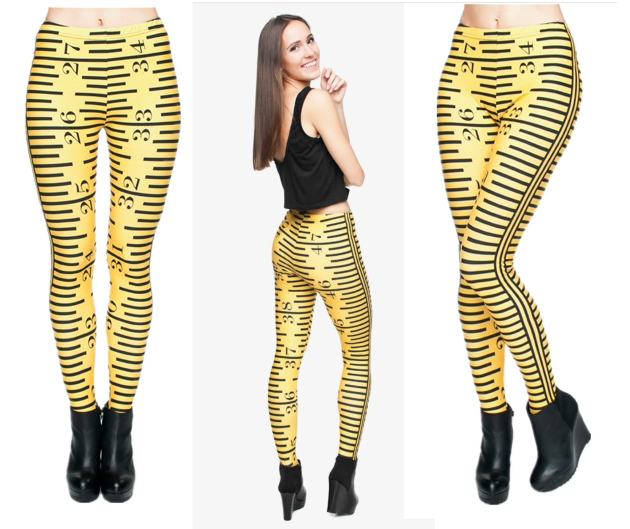 Leggings Ella Black-Yellow - pole dance, yoga, fitness, gym, aerial