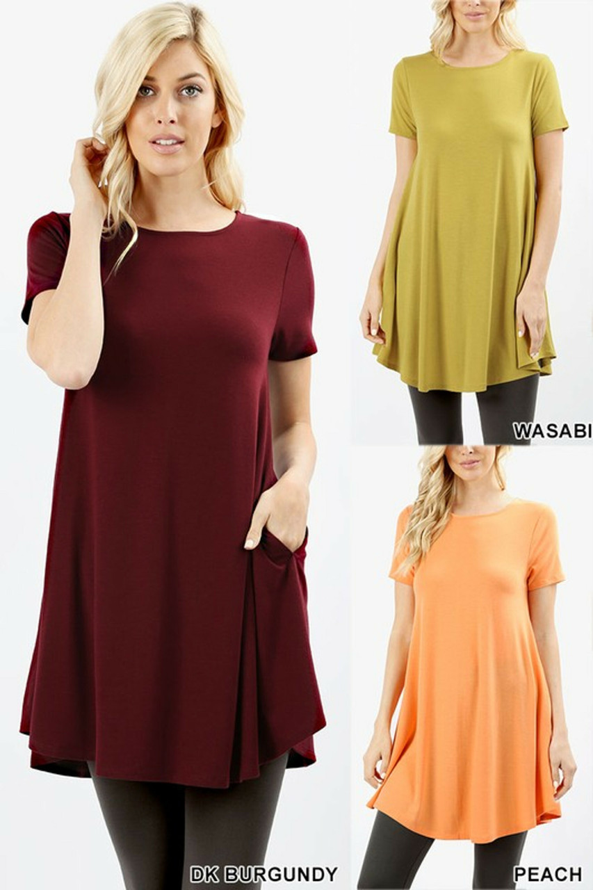 Round Neck Short Sleeve Tops 