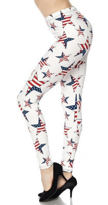 Buttery Soft Ivory USA Flag Leggings