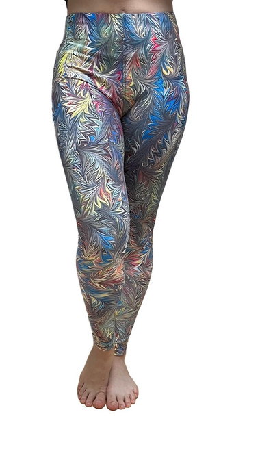 FanC - Irresistible Leggings Custom Designed Italian Marble Print  with Side Pockets  OS 