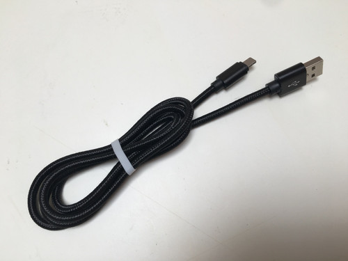 3 meters long, this heavy duty charging cable can charge both iPhone or Android type devices. 
Seen here in Black