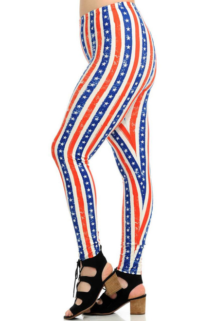 Buttery Soft Plus Size Vertical Stars and Stripes Leggings