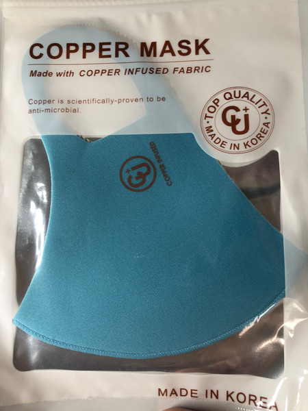LIGHT BLUE Copper  Infused Face Mask - Made in Korea New Technology! Great Price!