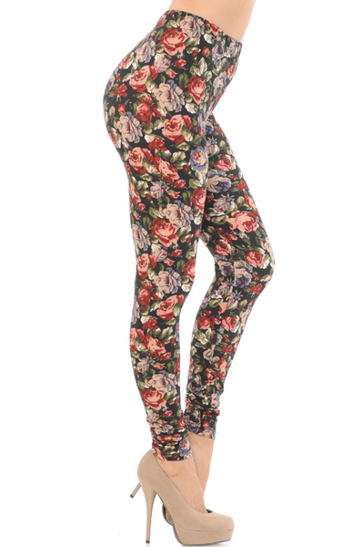 Vintage Floral Rose Leggings 