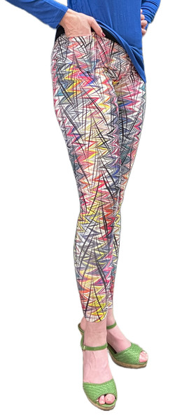 Edgy Italian Marbling Print Leggings with Pockets PLUS Size 