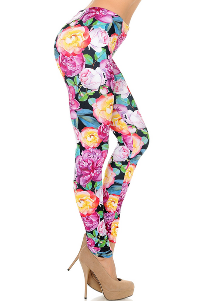 Beautiful  Chromatic Floral Rose Leggings. Limited Supplies