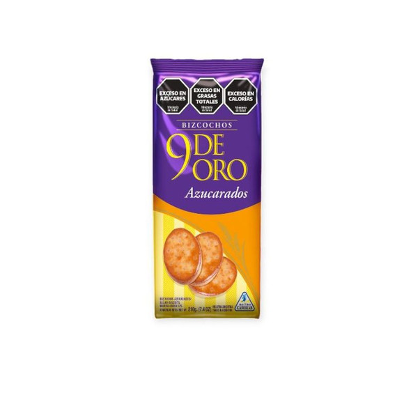 9 de Oro Biscuits with Sprinkled Sugar Bizcochos con Azucar Traditional Wholesale Bulk Box, 210 g / 7.40 oz each (28 count per box)