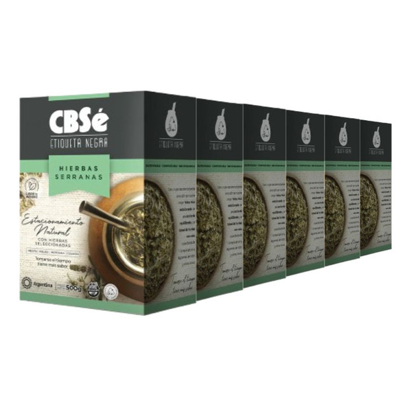 CBSé Etiqueta Negra Yerba Mate Hierbas Serranas with Pennyroyal, Mint & Peppermint Wholesale, 500 g / 1.1 lb ea (6 Count)