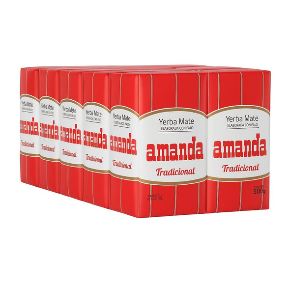 Amanda Traditional Yerba Mate with Stems, 500 g / 1.1 lb ea (10 count)