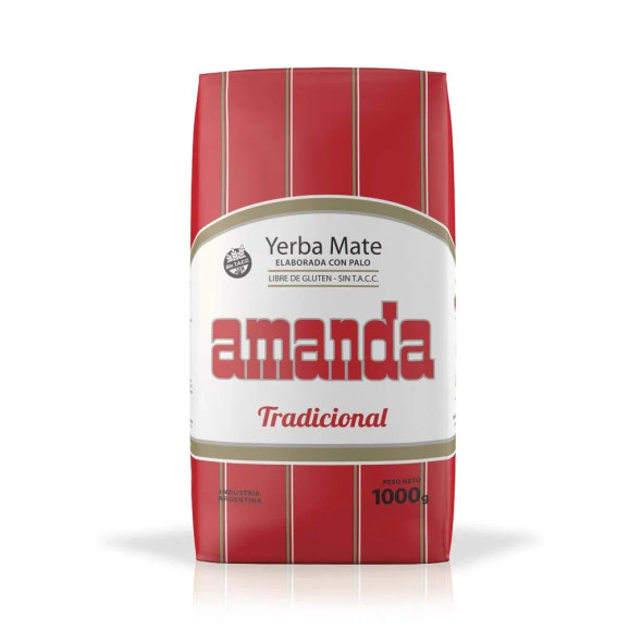 Amanda Traditional Yerba Mate with Stems Wholesale, 1 kg / 2.2 lb ea (10 Count)