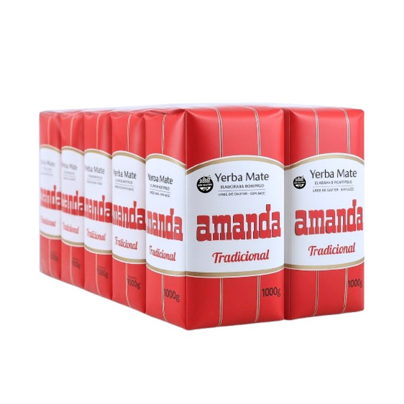 Amanda Traditional Yerba Mate with Stems, 1 kg / 2.2 lb ea (10 count)
