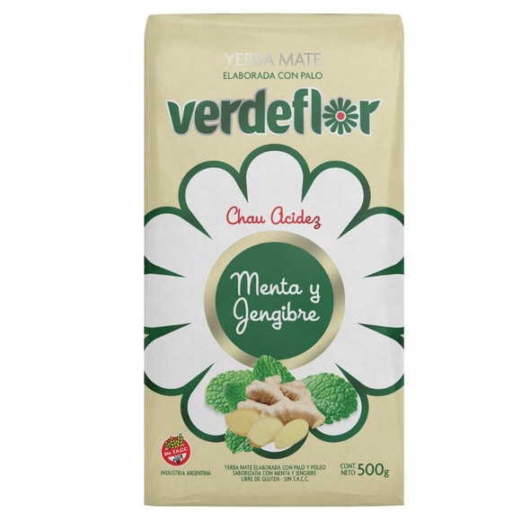 Verdeflor Menta & Jengibre Yerba Mate with Palo and Poleo, Mint and Ginger Gluten-Free Chau Acidez, 500 g / 1.1 lb ea (12 count) Verdeflor Menta & Jengibre Yerba Mate with Palo and Poleo, Mint and Ginger Gluten-Free Chau Acidez, 500 g / 1.1 lb ea (12 count)