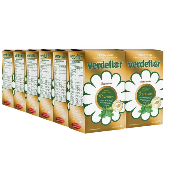 Verdeflor Premium Yerba Mate Hierbas Serranas Highland Herbs, 500 g / 1.1 lb ea (12 count)