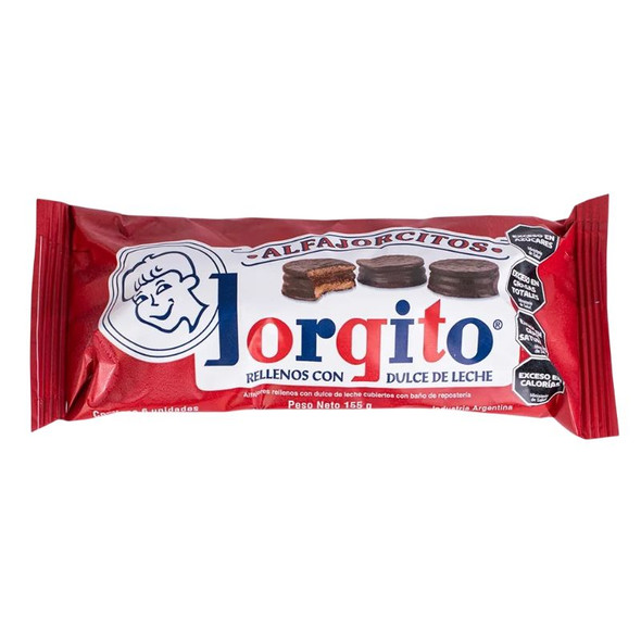 Jorgito Small Alfajores Milk Chocolate Coated Filled with Dulce de Leche, 155 g / 5.46 ea (box of 18 displays x 6 units ea)