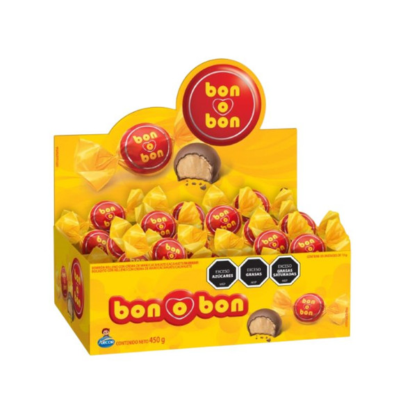 Bon o Bon Milk Chocolate Bites Filled With Peanut Butter, 450 g / 15.9 oz (box of 12 displays x 30 units ea)
