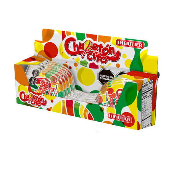 Chupetón-Cito Classic Frutal Rainbow Swirl Lollipop Paleta de Caramelo Duro, 35 g / 1.24 oz (box of 16 displays x 8 units ea)