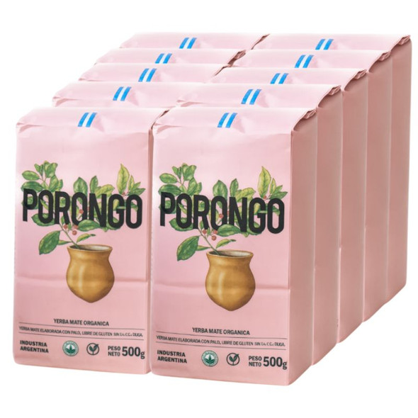 Porongo Certified Organic Yerba Mate with Stick, 500 g / 1.1 lb ea (10 count)