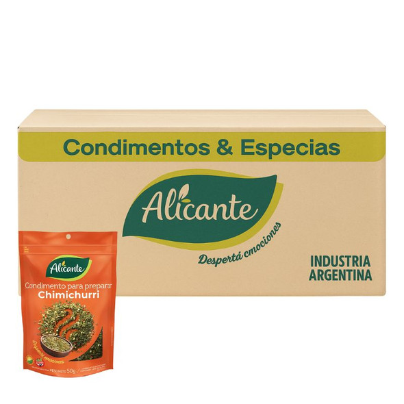 Alicante Seasoning to Prepare Chimichurri Mixed Spices Garlic, Parsley, Oregano, White Pepper & Chilli, 50 g / 1.76 oz zipper pouch ea (12 count per box)