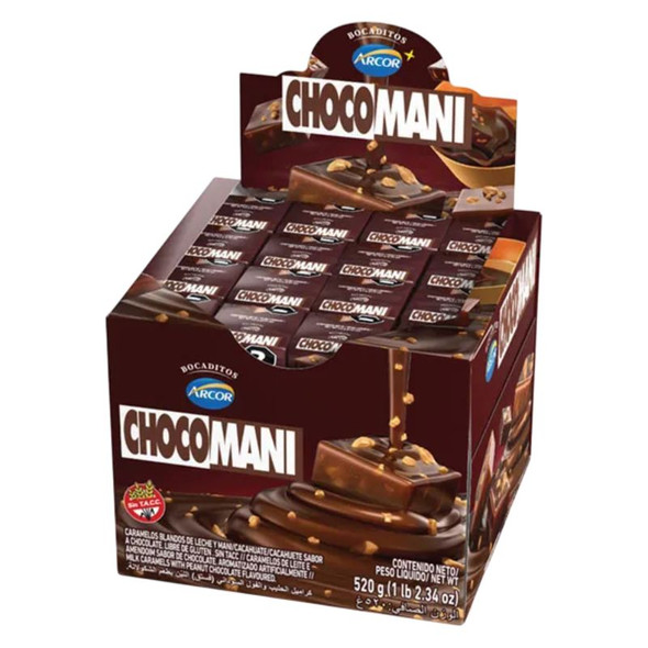 ChocoManí Milk Chocolate & Peanuts Soft Candies – Gluten Free, 520 g / 18.34 oz ea (box of 12 displays x 80 units ea)