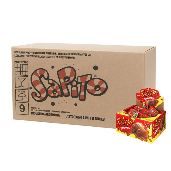 Sapito Bombón Milk Chocolate Frogs Filled with Chocolate & Crispy Cereals, 10.5 g / 0.37 oz ea (box of 8 displays x 24 units ea)